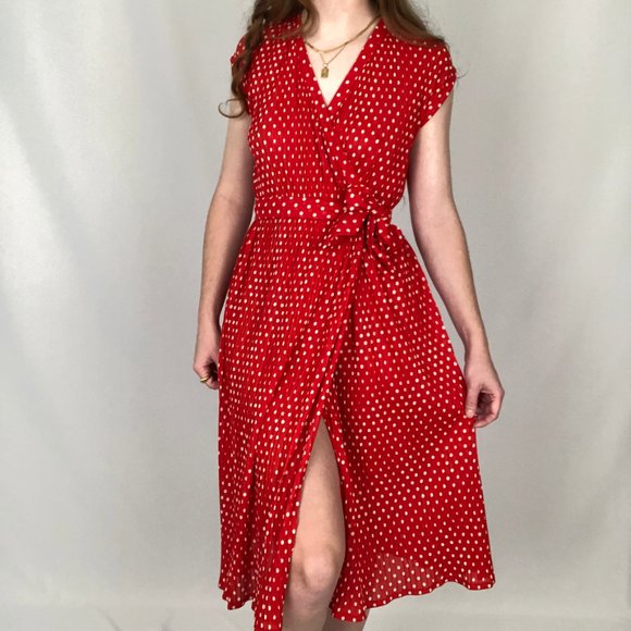 Stunning Vintage Micro Pleated Wrap Dress High Waisted Belted Midi Summer Dress - Picture 5 of 9